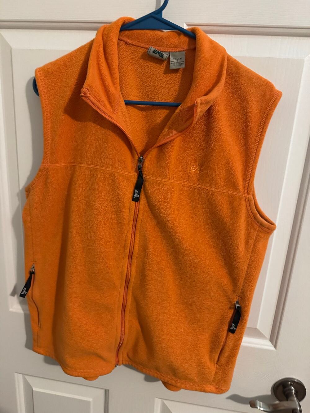 Eastern Mountain Sports EMS Women's Zip Fleece Vest Orange Hiking Outdoors L